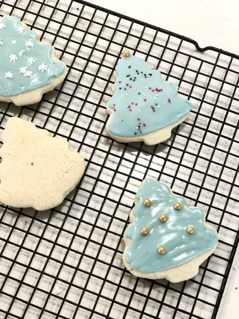 Christmas Tree Cookies on Cooling Rack