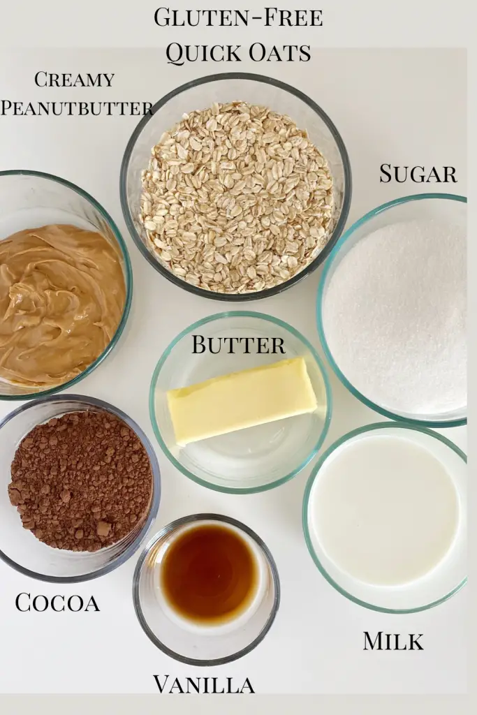 Ingredients for gluten-free no-bake cookies 