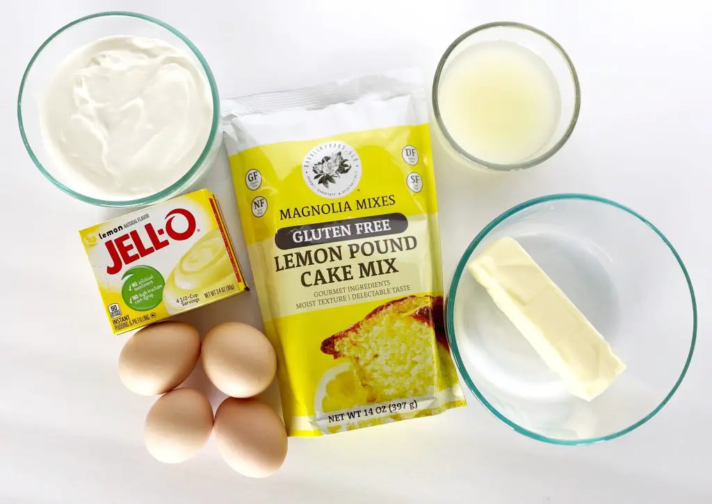 ingredients for gluten free lemon bundt cake